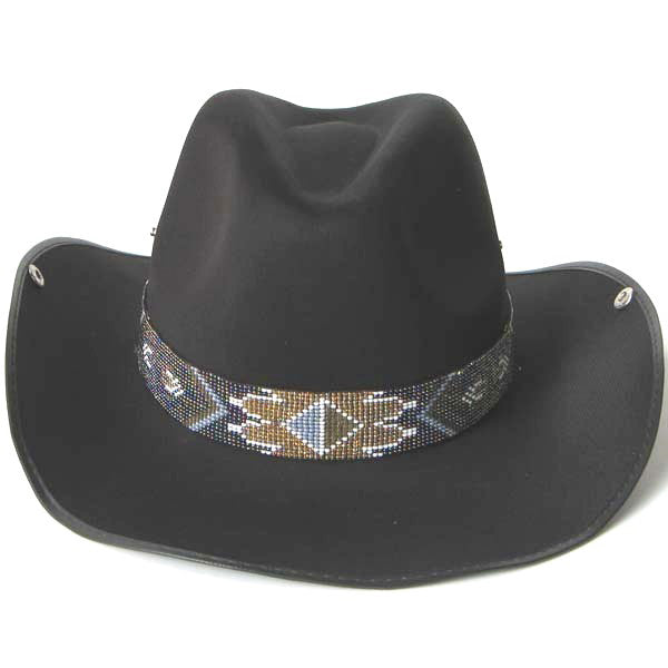 Rainbow Black Golden Beaded Cowboy Hat Band Waist Belt - Welcome Native