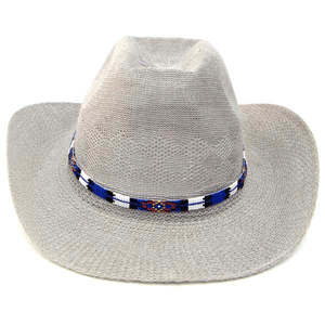 Blue White Multicolor Beaded Cowboy Hatband Medicine Man'S Beadwork - Welcome Native