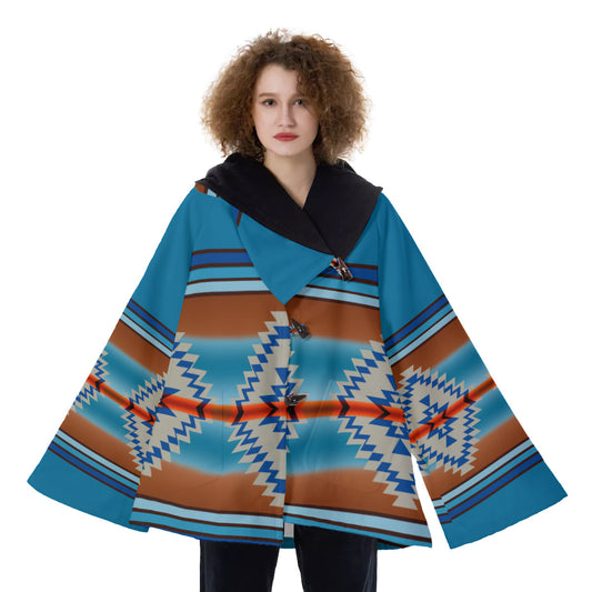 WelcomeNative Native American Hooded Flared Coat, 3D Hooded Coat, All Over Print