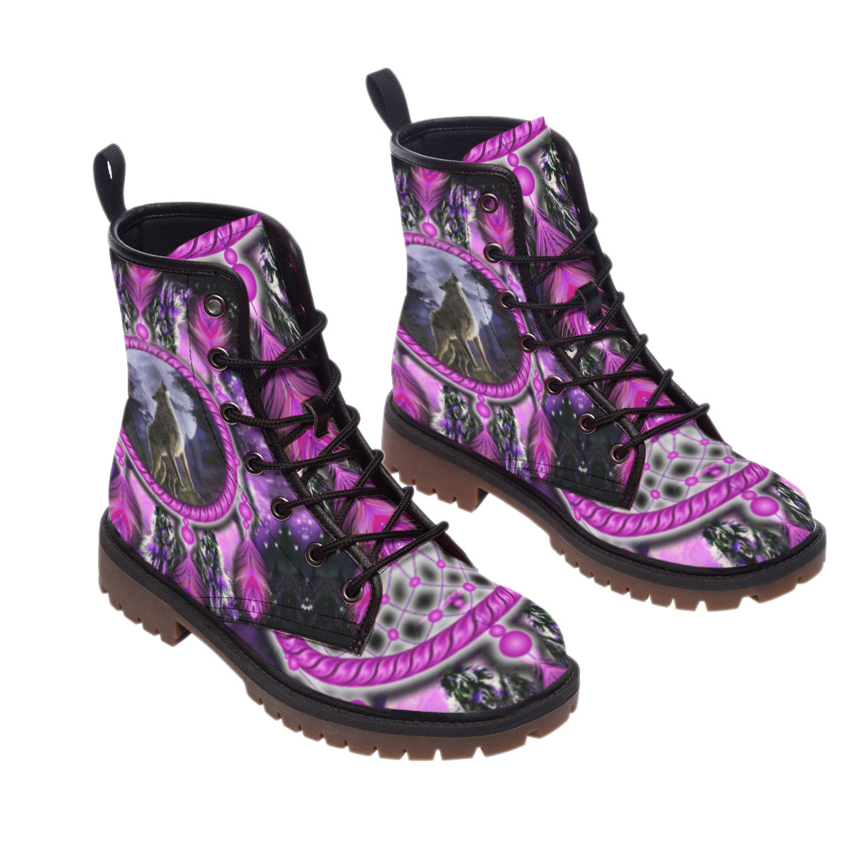 WelcomeNative Wolf Power Leather Martin Short Boots