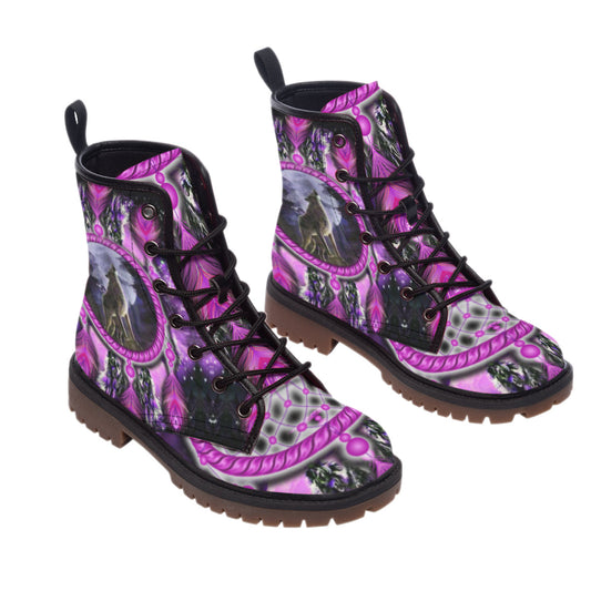 WelcomeNative Wolf Power Leather Martin Short Boots