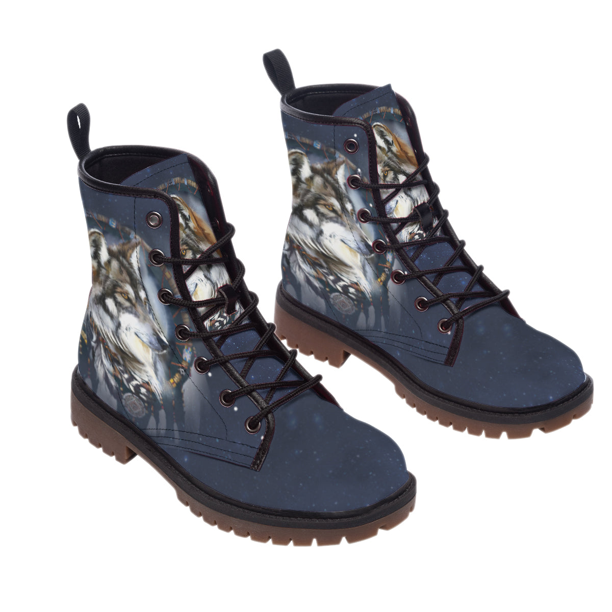 WelcomeNative Wolf Native Leather Martin Short Boots
