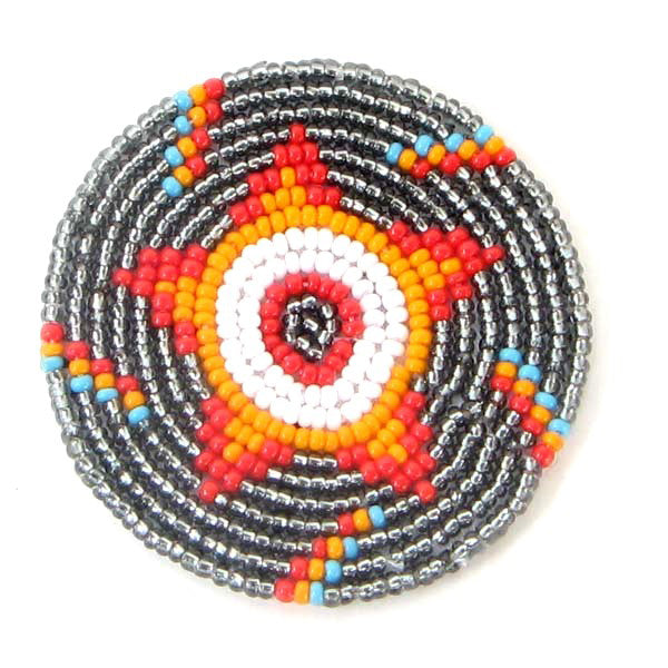 Orange Grey White Art & Craft Applique Iron On Beaded Patch Handmade - Welcome Native