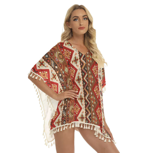 WelcomeNative Native American Women's Square Fringed Shawl