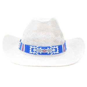 Blue White Red Beaded Cowboy Hat Band Medicine Man'S Eye Beadwork - Welcome Native
