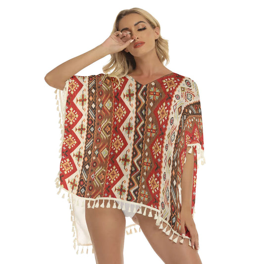 WelcomeNative Native American Women's Square Fringed Shawl