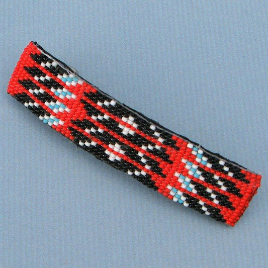 Red Black White Zig Zag Beadwork Beaded Hair Barrette French Clip - Beaded Hair Accessories - Welcome Native
