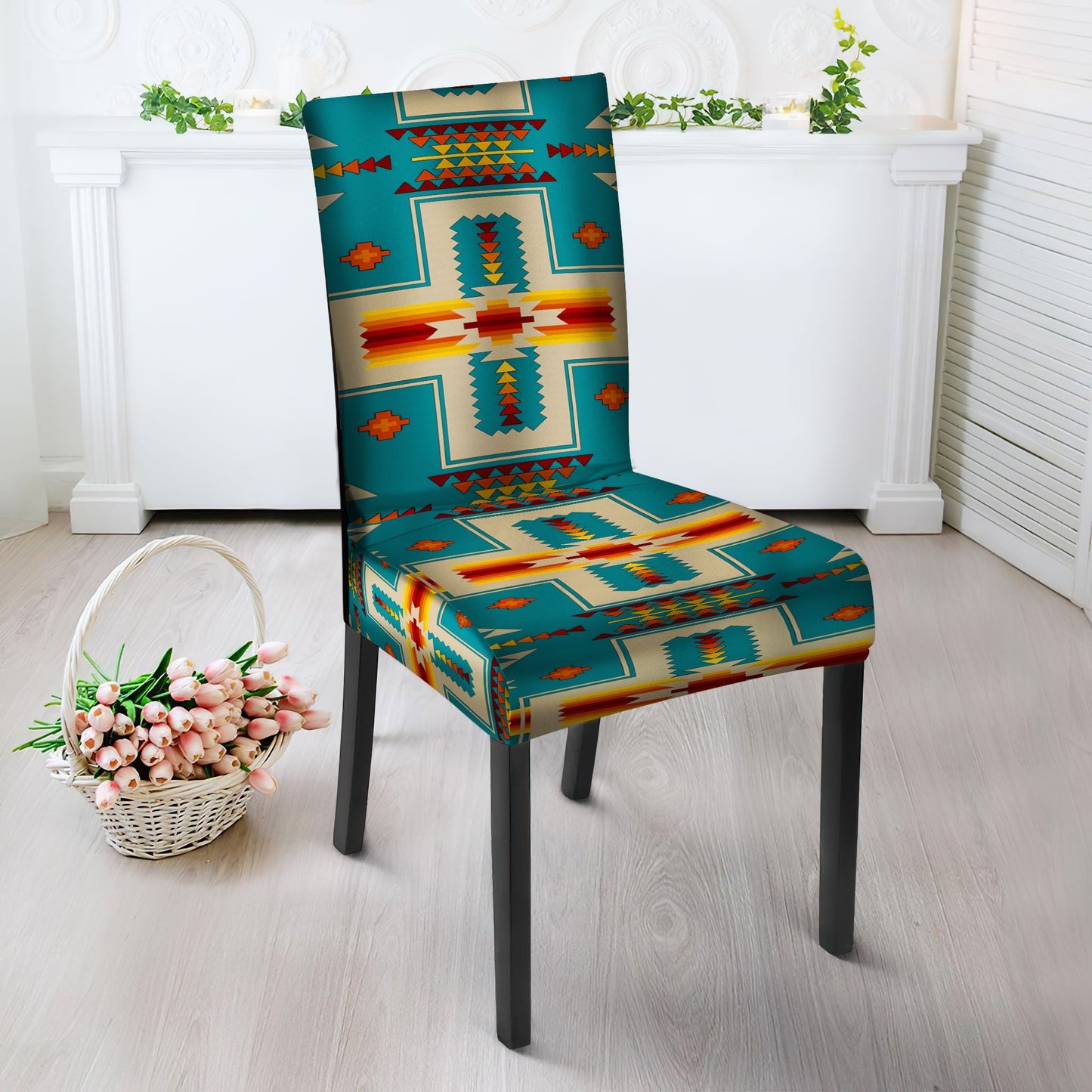 WelcomeNative Blue Tribe Design Native American Tablecloth, Chair cover, 3D Tablecloth, All Over Print
