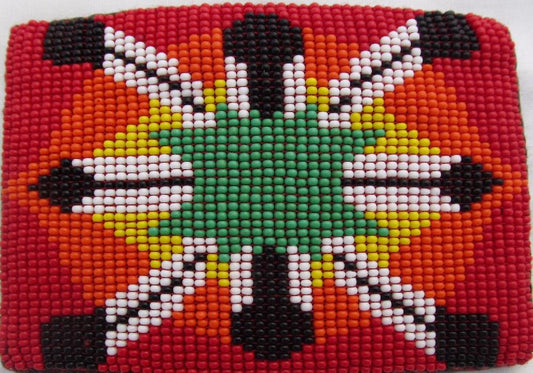 Large 5 Inch Southwestern Native American Rectangular Beaded Buckle - Welcome Native