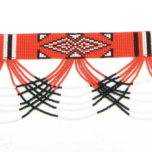 Red Black White Seed Beaded Women'S Waist Belt Belly Dance Handmade - Beaded Belts - Welcome Native