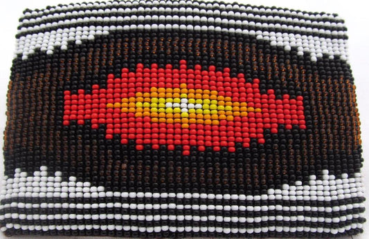 Large 5 Inch Southwestern Native American Rectangular Beaded Buckle - Welcome Native