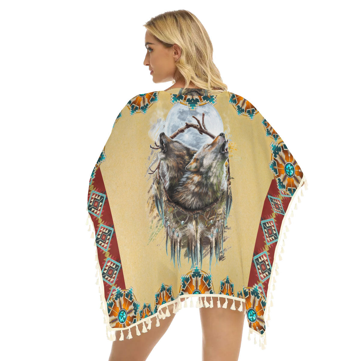WelcomeNative Native American Women's Square Fringed Shawl