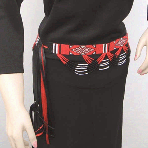 Red Black White Seed Beaded Women'S Waist Belt Belly Dance Handmade - Beaded Belts - Welcome Native