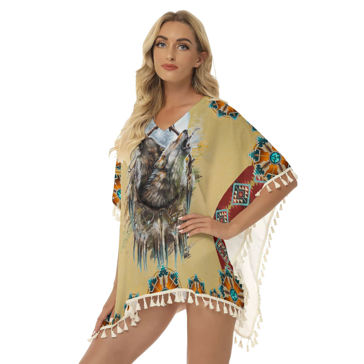 WelcomeNative Native American Women's Square Fringed Shawl