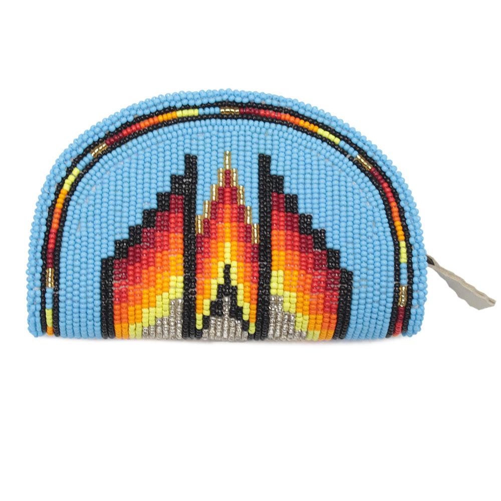 Native Inspired Ethnic Style Seed Bead Beaded Coin Purse - Welcome Native