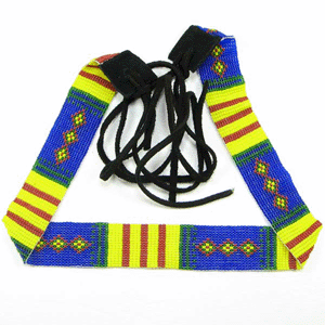 Blue Yellow Red Seed Beaded Cowboy Hat Band Belt Handmade - Welcome Native