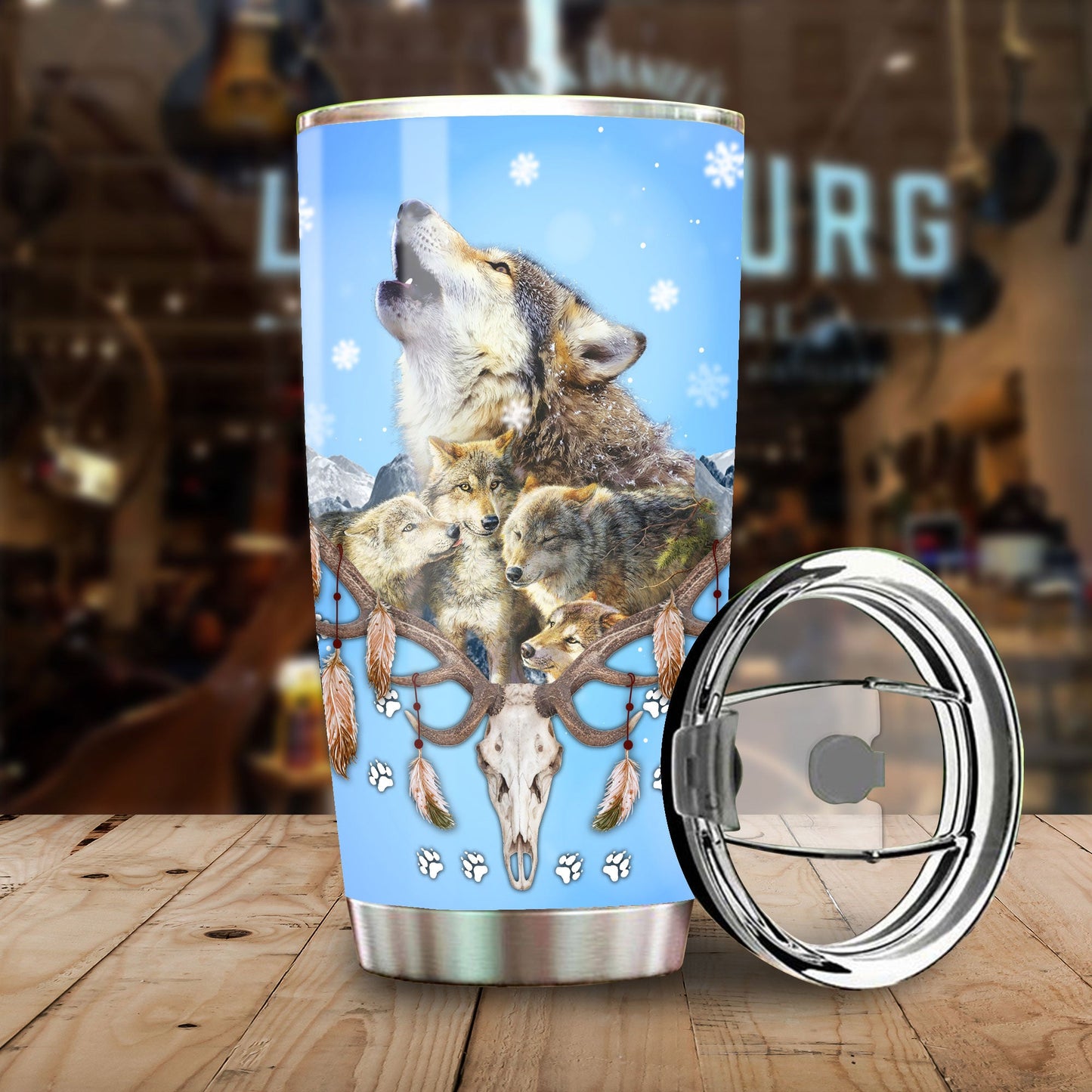 WelcomeNative Native Wolves Tumbler, 3D Tumbler, All Over Print Tumbler, Native American