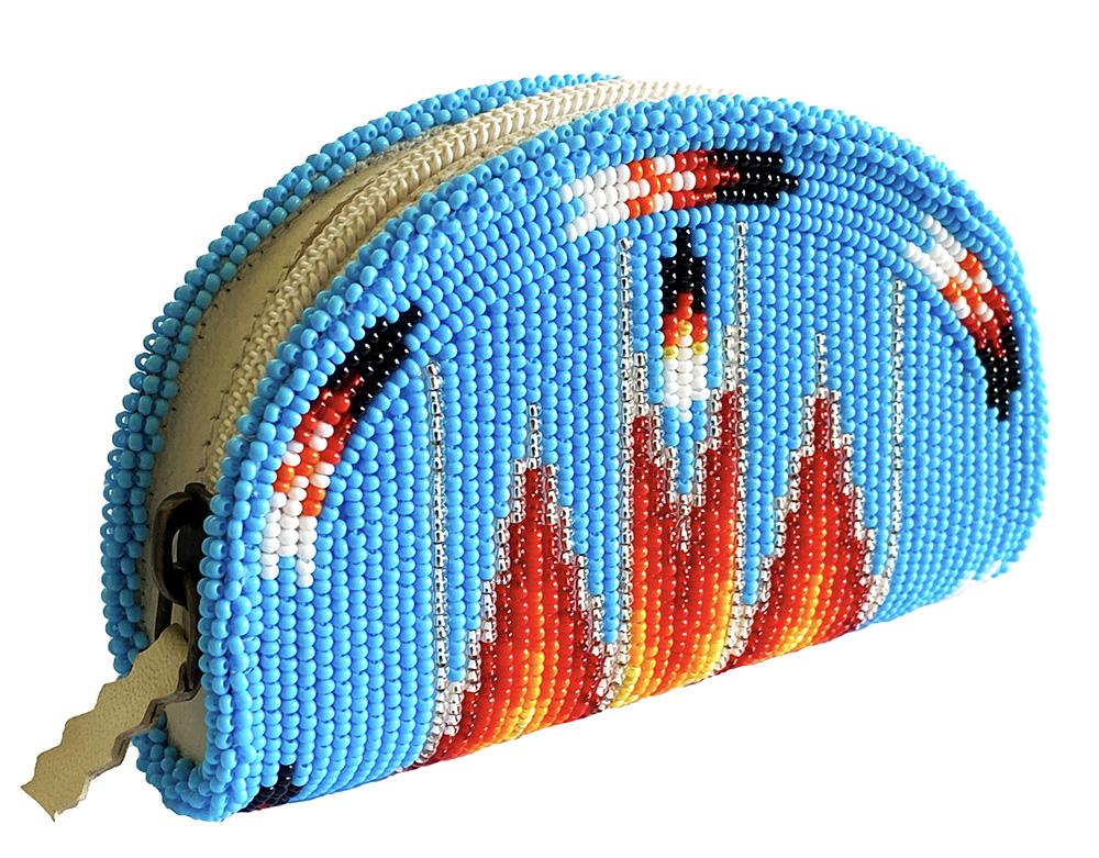 Native Inspired Ethnic Style Seed Bead Beaded Coin Purse - Welcome Native