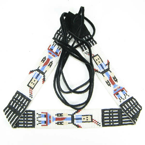 Black Red White Seed Beaded Yei Dancer Beadwork Cowboy Hat Band Belt - Welcome Native