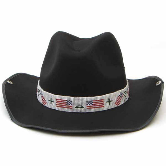 American Patriotic Southwestern Hat Band Beaded Belt Handmade - Welcome Native