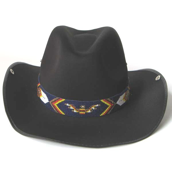 Blue Red Yellow White Thunderbird Beaded Cowboy Hat Band - Welcome Native