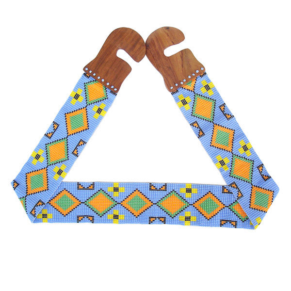 Stretchable Seed Bead Beaded Belt With Wood Buckle - Beaded Belts - Welcome Native
