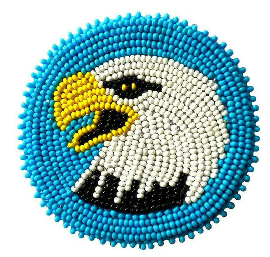 New Handmade Bald Eagle Beaded Craft Appliques Rosette R58/16 - Welcome Native