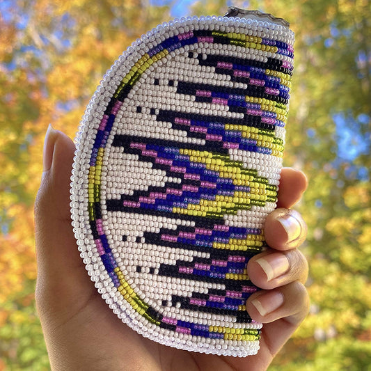 Native Inspired Ethnic Style Seed Bead Beaded Coin Purse - Welcome Native