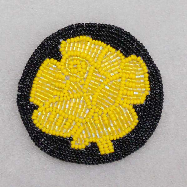 Yellow Seed Beaded Appliques Rosette Rose Pattern Patch - Welcome Native