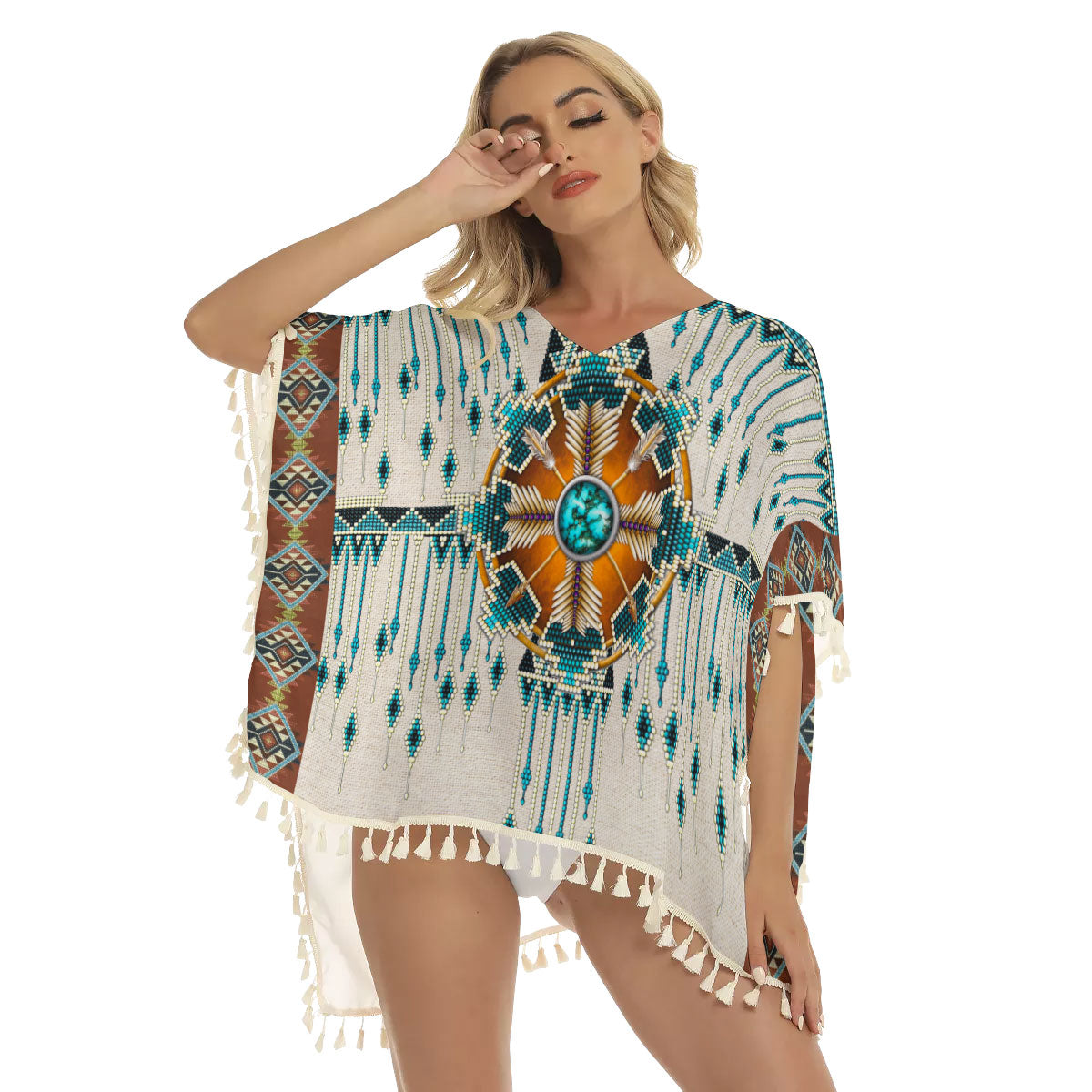 WelcomeNative Native American Women's Square Fringed Shawl