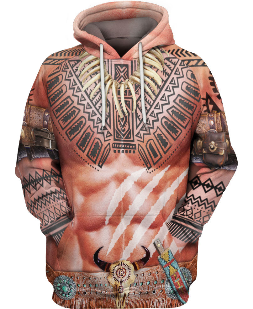 WelcomeNative Warrior Style Native Ameican Hoodie, All Over Print Hoodie, Native American