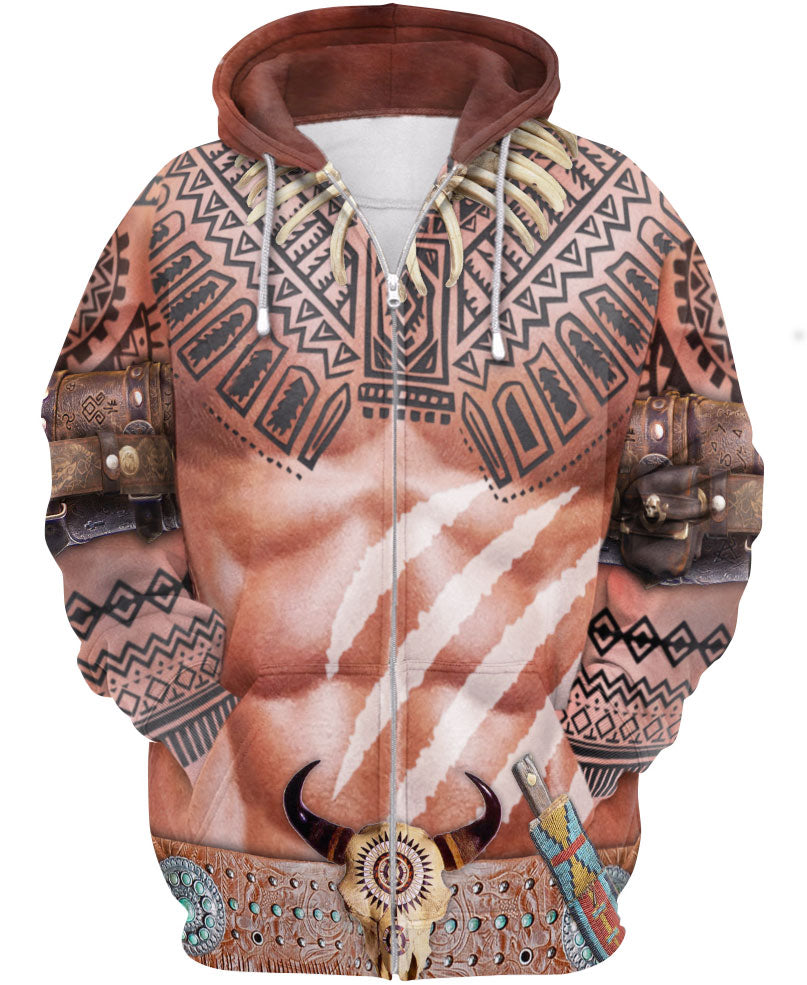 WelcomeNative Warrior Style Native Ameican Hoodie, All Over Print Hoodie, Native American