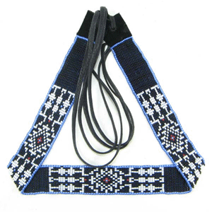 Medicine Man'S Eye Beadwork Blue Black Beaded Cowboy Hat Band Belt - Welcome Native