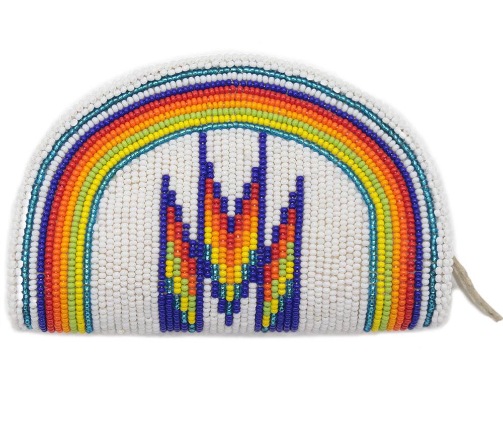 Native Inspired Ethnic Style Seed Bead Beaded Coin Purse - Welcome Native