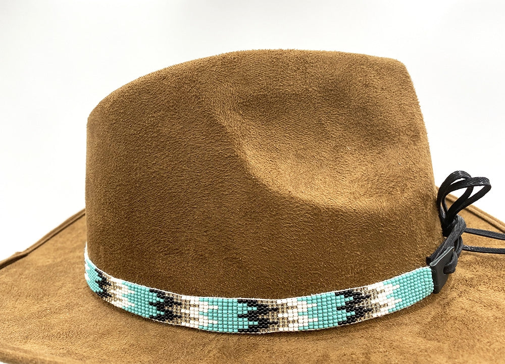 Handmade Turquoise Blue Black White Cowboy Hatband - Welcome Native