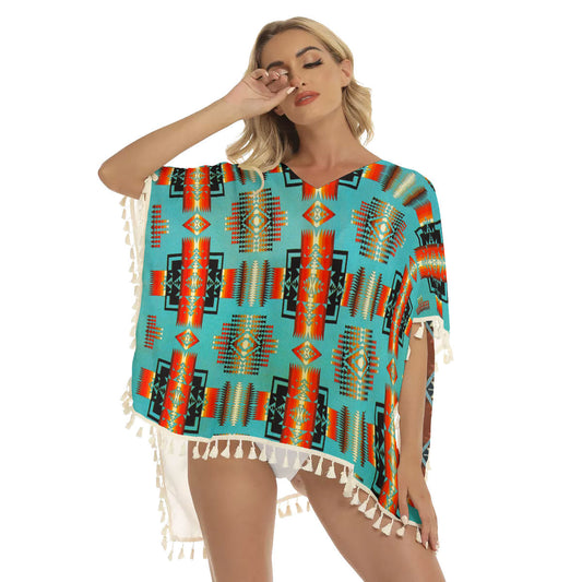 WelcomeNative Native American Women's Square Fringed Shawl