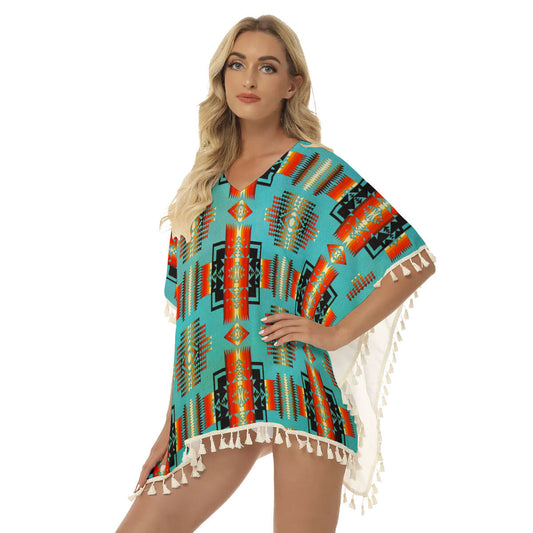 WelcomeNative Native American Women's Square Fringed Shawl