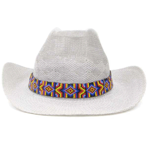 Blue Red Multicolor Zig Zag Beaded Cowboy Hat Band Belt - Welcome Native