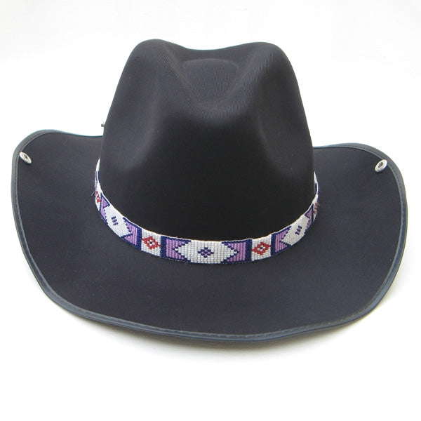 Purple White Red Billy Jack Movie Inspired Seed Beaded Cowboy Hat Band - Welcome Native