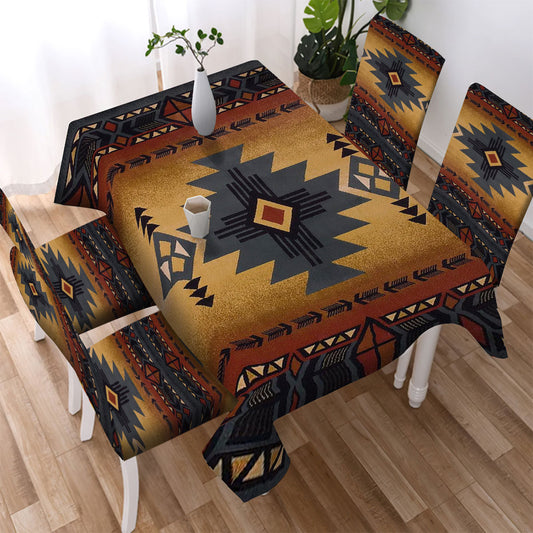 WelcomeNative Pattern Tribe Design Native American Tablecloth, Chair cover, 3D Tablecloth, All Over Print