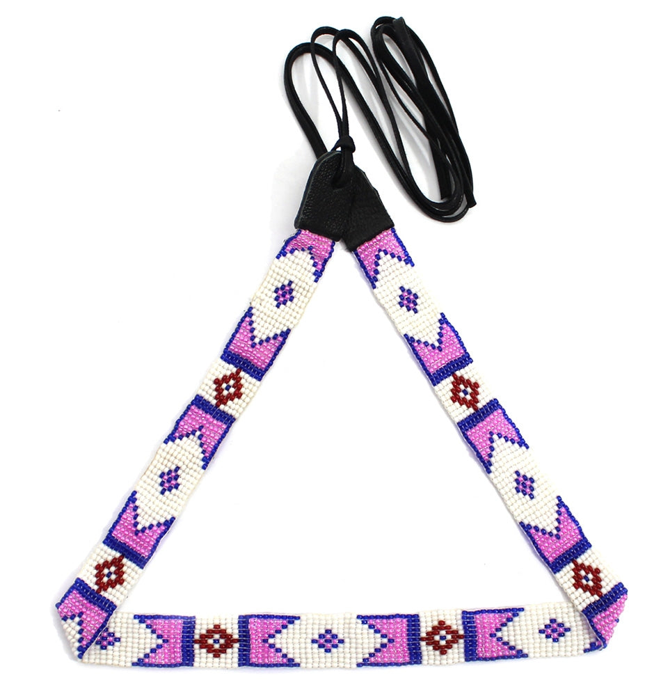Purple White Red Billy Jack Movie Inspired Seed Beaded Cowboy Hat Band - Welcome Native