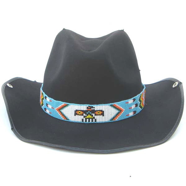Blue White Red Yellow Seed Beaded Thunderbird Beadwork Cowboy Hat Band Belt - Welcome Native