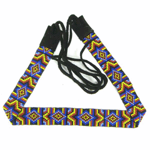 Blue Red Multicolor Zig Zag Beaded Cowboy Hat Band Belt - Welcome Native