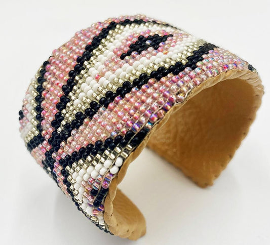 Handmade Pink Black beaded bracelet   - Beaded Bracelets - Welcome Native