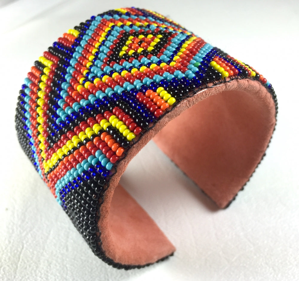 WelcomeNative Handmade Beaded Multicolor Medicine Man's Eye Bracelet Leather