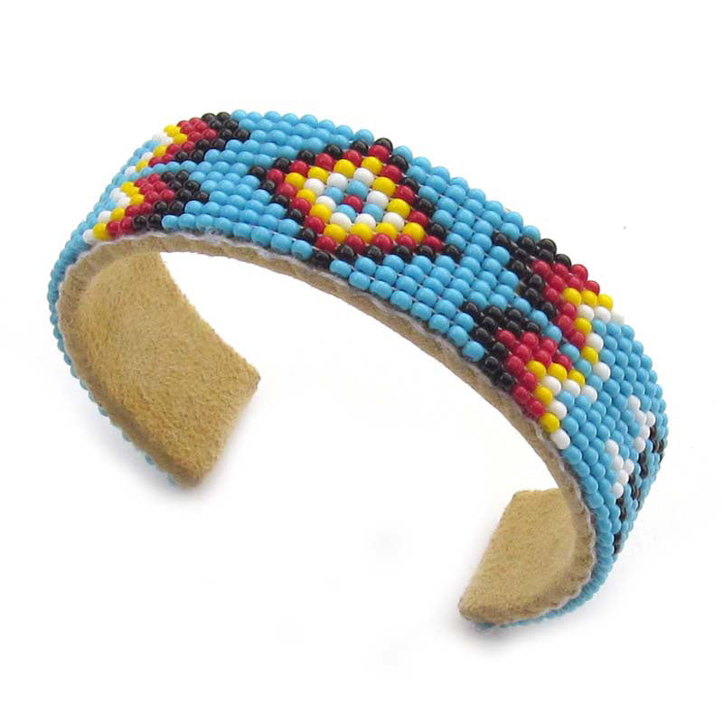 Bead Bracelet Narrow Hard Cuff Leather B53/9- Beaded Bracelets - Welcome Native