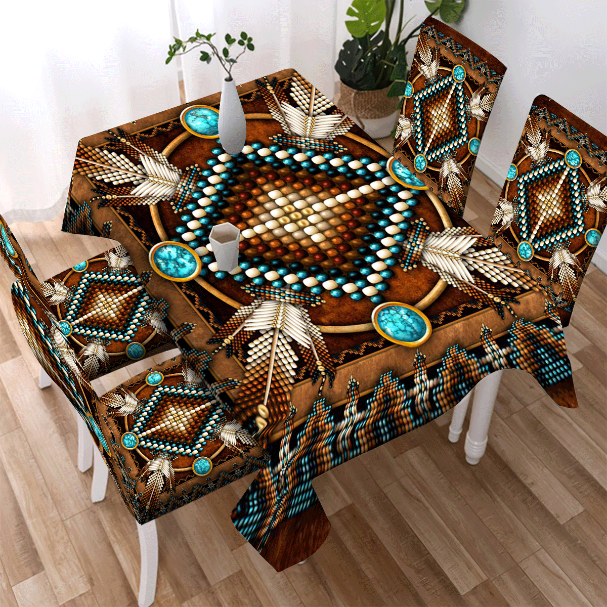 WelcomeNative Brown Arrow Design Native American Tablecloth, Chair cover, 3D Tablecloth, All Over Print