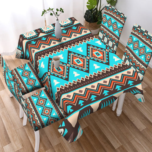 WelcomeNative Blue Pattern Design Native American Tablecloth, Chair cover, 3D Tablecloth, All Over Print