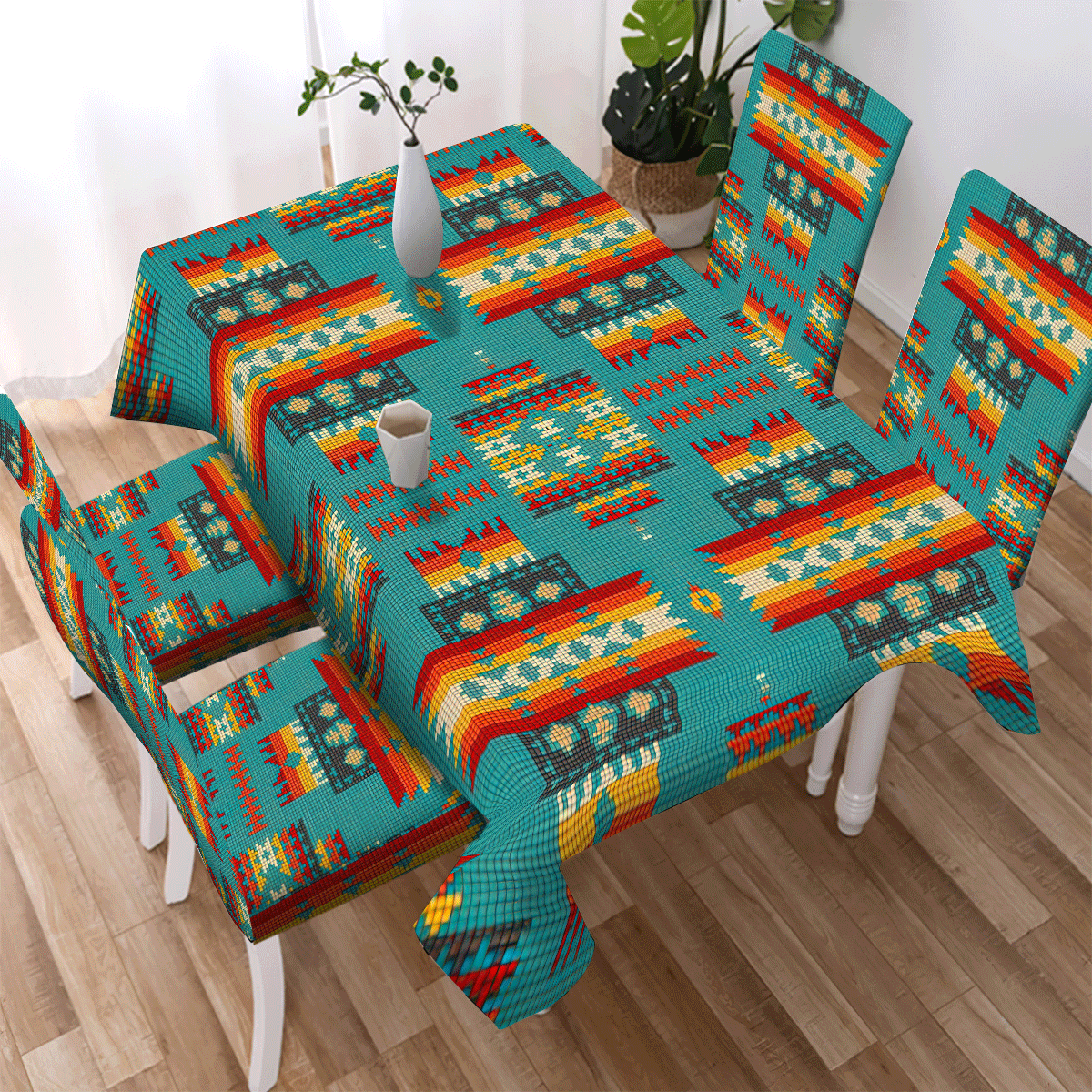 WelcomeNative Pattern Tribe Design Native American Tablecloth, Chair cover, 3D Tablecloth, All Over Print