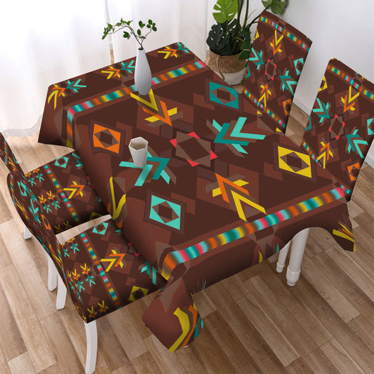 WelcomeNative Brown Pattern Design Native American Tablecloth, Chair cover, 3D Tablecloth, All Over Print